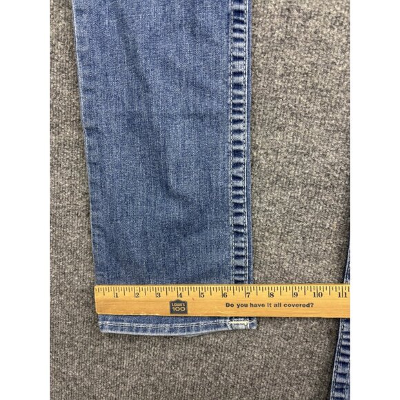 True Religion Jeans Womens 28 Blue Straight Leg Made USA Embroidered Pockets - Picture 6 of 9